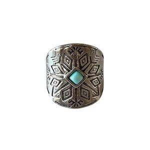 Free People Silver Turquoise Boho Southwestern Ring